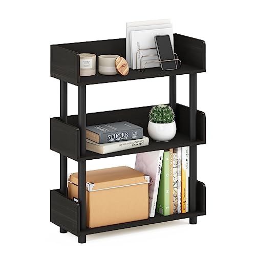 Image of Furinno TURN-N-TUBE Display Shelf, 3-Tier Storage Shelves with Side Panels, Open Shelves Book Shelf with Rounded Corner Top Edges, for Organization and Storage, Living Room, Home Office, Espresso