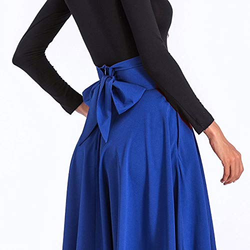 Aivtalk Women High Waist Long Skirt with Slit Pockets Bow Tie Pleated Maxi Skirt4