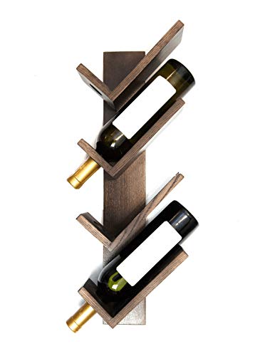 Genuine Decor Wine Rack, Wall-Mounted Wooden Wine Rack – Rustic Sheesham Wood Bottle Holder for Home & Bar – Space-Saving Vertical Wine Storage Shelf