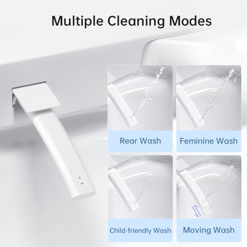 Smart Toilet, Bidet Toilet, Asiento Calefactable con Apertura y Cierre Automático, Limpieza con Agua Caliente Instantánea, Descarga Automática, Control Remoto, Sensor de Pie, Pantalla Digital LED miniatura 5