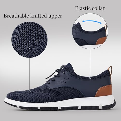 Samilor Breeze Men's Oxford Lace-Up Lightweight Casual Walking Shoes, Comfortable Dress Sneakers, Mesh Business Shoes, Navy3