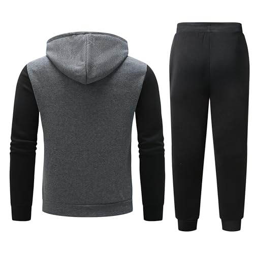 YOUTHUP Men's Tracksuits 2 Pieces Sweatsuits Full Zip Hoodie Jogging Sweat Sets Athletic Long Sleeve Casual Sports Outfit Set2