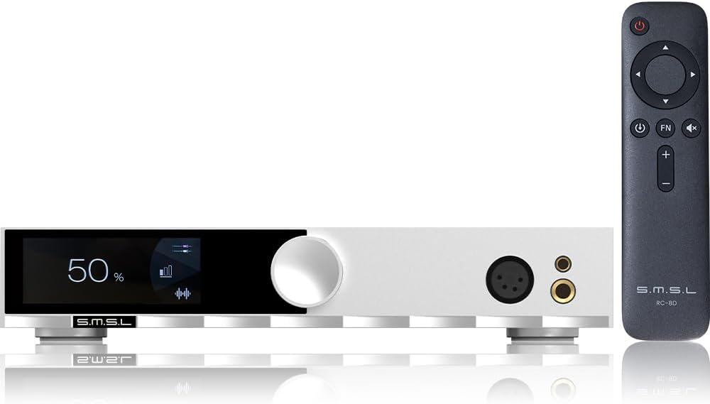 S.M.S.L H400 Hi-Res Headphone Amplifier Hi-End Preamp Design High Power Output 15W/16Ω 7.5W/32Ω Hi-Fi Audio Fully Balanced 3 Gears Gain Control 4.4mm Balanced/XLR 4Pin/ 6.35mm Unbalanced (Silver)