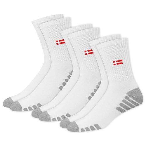 SWAGR Sports Crew Socks for Men Premimum Cotton Athletic Socks, White, Pack of 3, Free Size