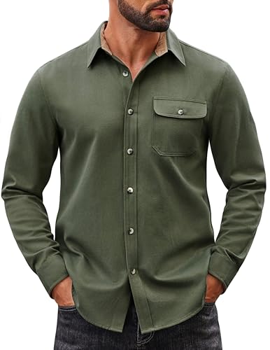 COOFANDY Mens Flannel Shirts Long Sleeve Button Down Shirt Casual Plaid Shirts with Pocket