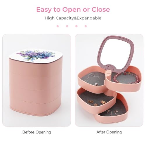 Boîte à bijoux rotative delphinium pour coiffeuse et rangement quotidien