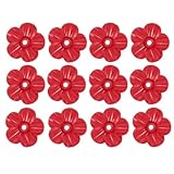 Gettimore Kolibri-Futterspender Ersatzblumen, rote PP-Blumenteile für 0,8 cm Loch-Futterspender, kompatibel mit den meisten Kolibri-Futterspendern, 12 Stück