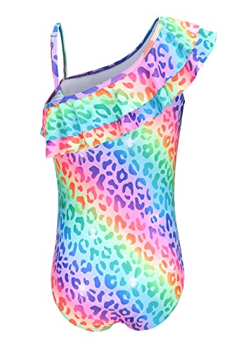 Image of Girls One Piece Swimsuits One Shoulder Ruffle Bathing Suit Kids Hawaiian Floral Swimwear 3-16 Years