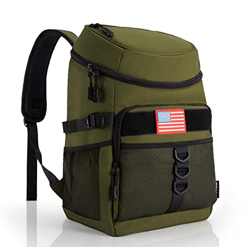 JOYHILL Backpack Cooler, 36 Cans Waterproof Tactical Insulated Backpack, Large Capacity Cooler Backpack for Men Women, Travel Backpack for Camping Hiking Picnic Beach,Green