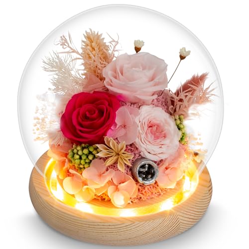 Valentine's Day Pink Flower Gifts for Her - Forever Fresh Roses Bouquet for Delivery, Preserved...