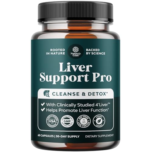 Natures Craft Pro Liver Support Supplement - 2X More Effective Than Milk Thistle - Advanced Liver Health Supplement with Clinically Tested 4’Liver Cleanse Detox & Repair Support (1 Month Supply)