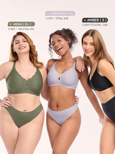 Image of LUCKMEEY Bras for Women No Underwire Wave Push Up Wireless Bra Seamless Bras Full Coverage Bralettes Lift Everyday Bra Grape Purple 3X-Large