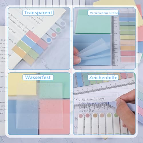 moinkerin 900 Stücke Haftnotizen mit 12 Stück Textmarker Pastell und 6 Aesthetic Gelstifte für Lesezeichen,Studieren,Büro,Schulplaner Memo