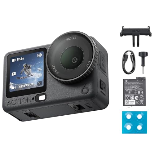 DJI Osmo Action 6 Combo Essenziale, 4K action cam con sensore quadrato 1/1,1″, apertura variabile da f/2,0 a f/4,0, resistente al freddo, batteria da 4 ore (OA6 Essential Combo)