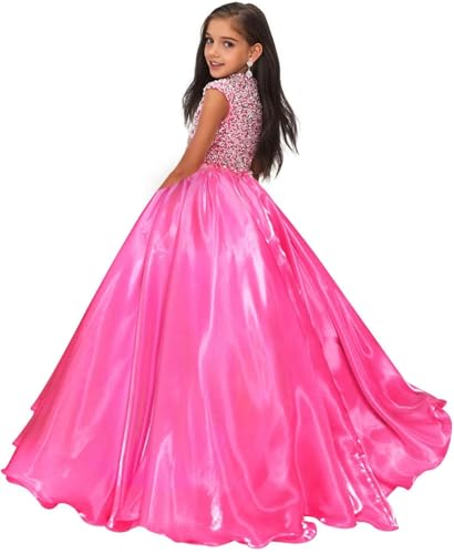 Pageant Dresses for Girls Puffy Tulle Flower Girl Dress Rhinestones Beads Birthday Party Ball Gowns for Wedding3