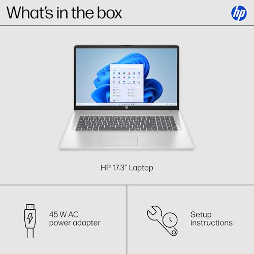 Image of HP 2025 17.3 inch Laptop Compurter for Business & Student, Intel 8-Core Processor, 16 GB RAM, 256 GB SSD, Anti-Glare Display, Windows 11 Pro, Bluetooth 5.3, Type-c, Silver, Copilot AI, w /Accessories