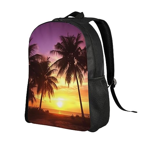 Mochila impermeable con estampado de palmeras negra miniatura 2