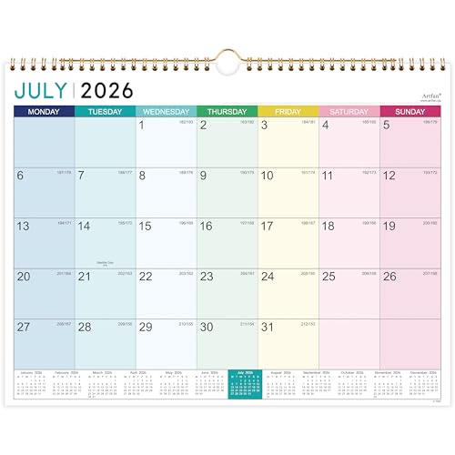 Calendar 2026-2027 18 Month Wall Calendar Pastel Colour
