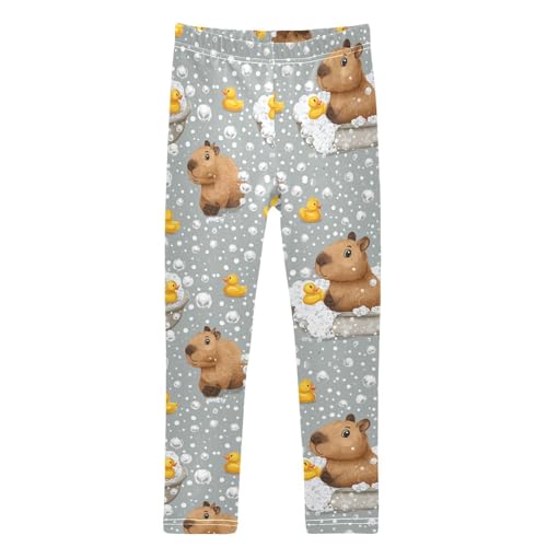 Capybaras Yellow Duck Girls Leggings Kids Yoga Pants Dance Active Tights 4T
