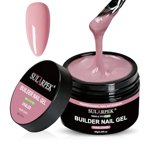 Sularpek 65 ml Gel Constructor Uñas Profesional, Gel de Construcción para Uñas para Reparar Uñas Rotas, Extensiones y Modelado(Nude Cover)