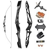 ZSHJGJR 66/68/70Inch Archery Takedown Recurve Bow Set Metal Riser Hunting Longbow Competition Athletic Bow Right Hand for Adult/Youth Hunting Shooting 12-40lbs (40lbs, black-70inch)