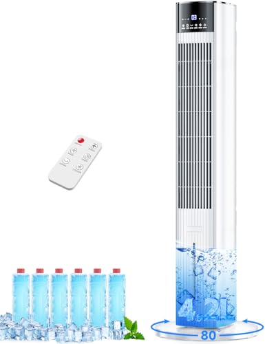 COOLECH 42 INCH Swamp Cooler Air Conditioner w/4 Mode & 3 Speed, 15H Timer, Aroma&Memory Function, Portable Air Conditioners No Windows Needed, 6 Ice Packs, 1.1-Gal Dual Tank Portable AC Unit for Room