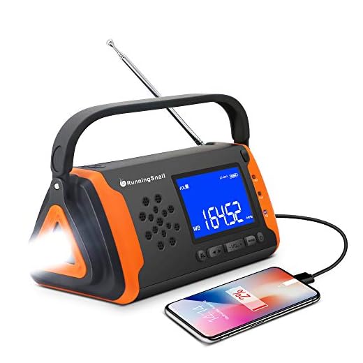 Emergency NOAA Weather Crank Solar Powered Portable Radio with 4000mAh Battery Power for Cell Phone, Bright Flashlight for Household Emergency and Outdoor Survival (097-Orange)