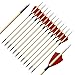 EinMAIQi 12 Pcs Bamboo and Wooden Feather Arrows Stainless Steels Tips, 13 Inch Handmade Wooden Arrow for Mini Compound Bow Mini Recurve Bow Mini Hunting Bow Arrows Set (Red)