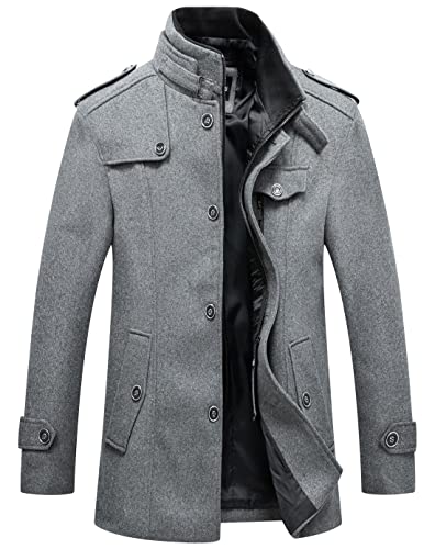 Image of chouyatou Men's Winter Stylish Wool Blend Single Breasted Military Peacoat