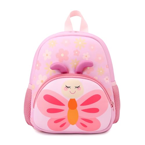 Toddler Backpack,12inch Preschool Backpack Cute Cartoon Animal Waterproof Lightweigt Kids Schoolbag for Boys Girls (Butterfly)
