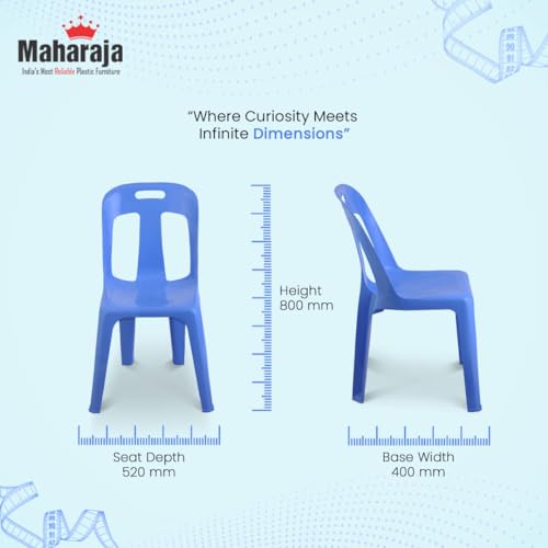 Image of MAHARAJA 100% Virgin Plastic Chair | Stackable | Armless | for Home, Garden, Restaurants and Office (Blue, Pack of 6)