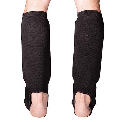 Victory Martial Arts Cloth Shin & Instep Padded Guards - Kickboxing, Muay Thai Sparring Protective Leg Shin Foam for Kids and Adults (Pair) (Large) - Thumbnail 2