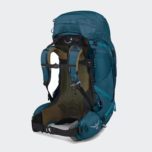 Image of Osprey Atmos AG 65L Men's Backpacking Backpack, Blue S-M