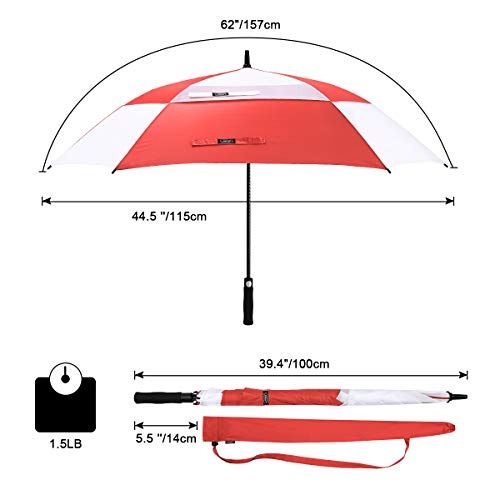 image for G4Free Extra Large Golf Umbrella Double Canopy Vented Square Umbrella 