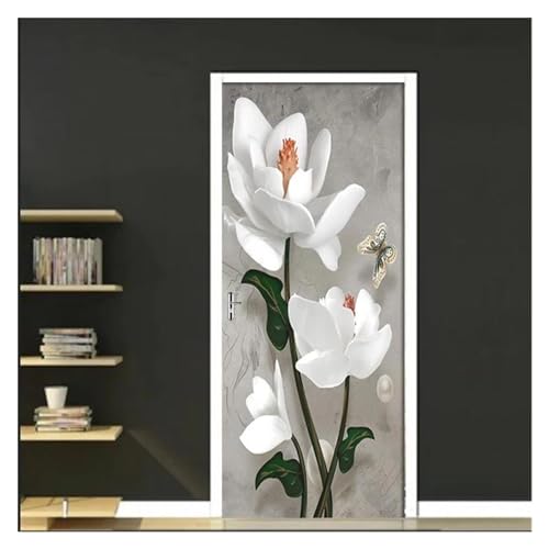 Sticker de porte PVC fleurs 3D pour rénover une porte abîmée sans peindre - 3