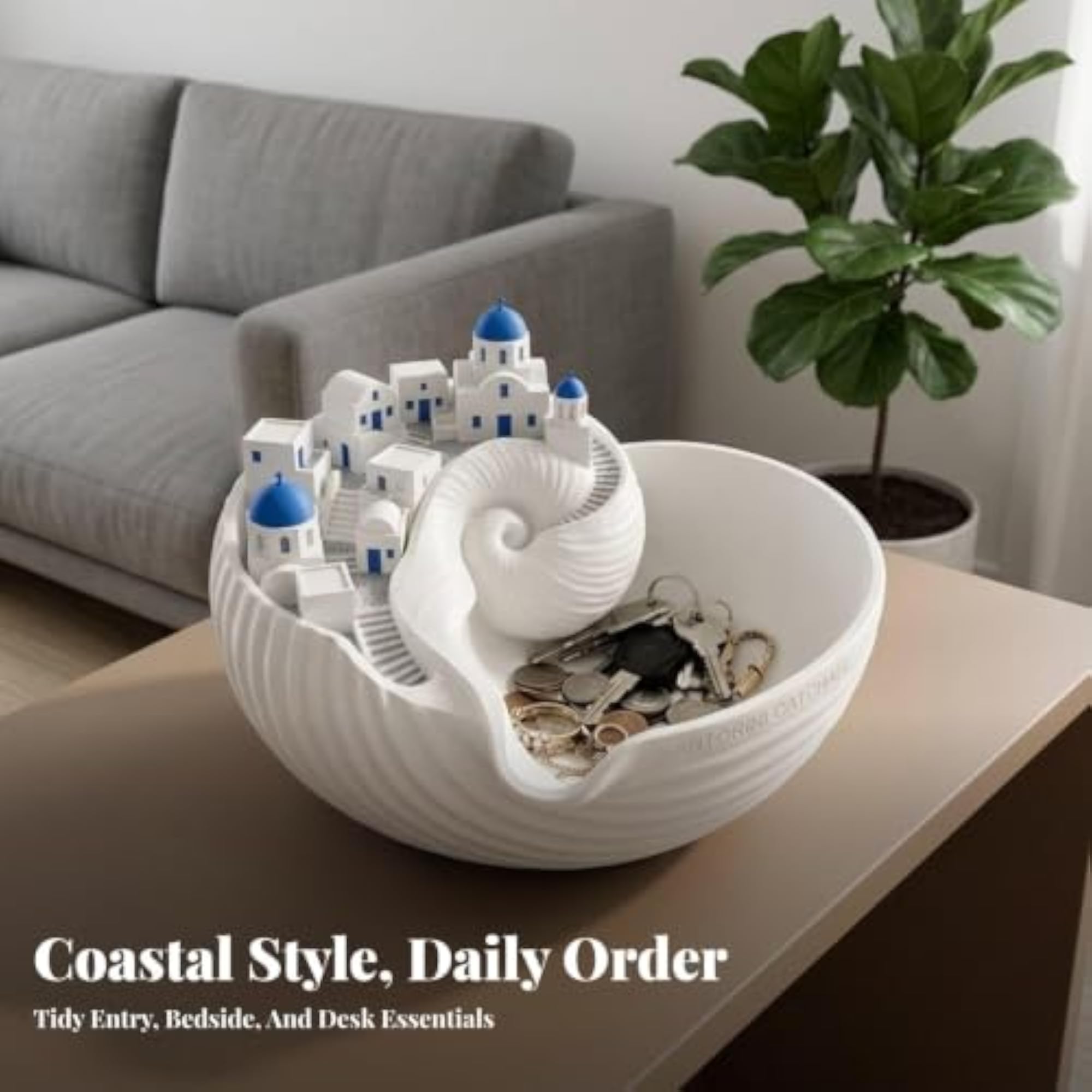 Shell Tray with Mediterranean Town Design