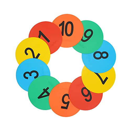 Eco Walker 6inch Numbered Spot Markers Flat Floor Spot Non-Slip TPE Material Waterproof for Field and Court Marking Fitness Agility Training Sports Games and Exercises (Multi)