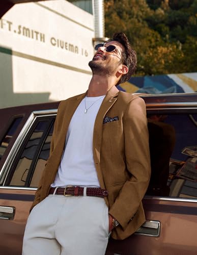 PJ PAUL JONES Men's Blazers Two Button Notch Lapel Sport Coat Casual Lightweight Blazer Jacket with Handkerchief2