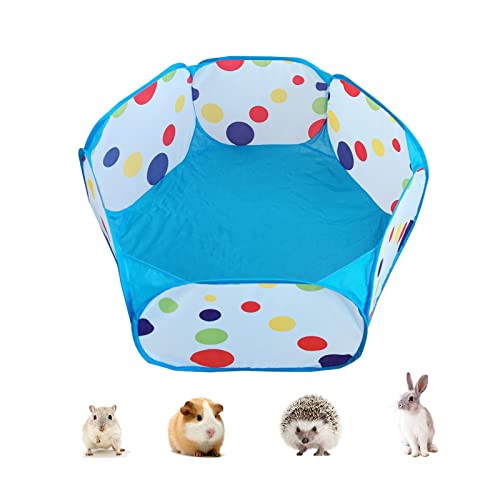 Simpcozy Hamster Playpen Foldable Small Animal Playpen with Rainbow Dots Design Portable Indoor or Outdoor Exercise Fence For Hamster Guinea Pig Rabbits Chinchillas and Hedgehogs (Blue)