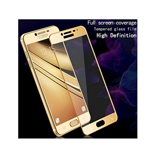 Image of Screen Protector for Samsung Galaxy C7 Pro Gold Tempered Glass Edge-to-Edge 6D Screen Guard With Installation Kit