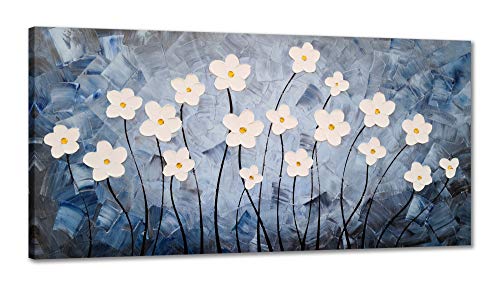 Textural Wonder Modern Blue and White 3D Flower Art