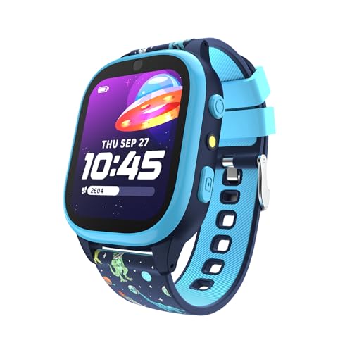 PlayZoom 4 Kids Smartwatch, Educational Tech Toy – 25+ Games, Selfie Camera, Audiobooks, Step Tracker, Water‑Resistant, Parental Controls, Long Battery, Ages 4‑12 (Navy Dinosaurs)