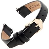 Gilden Ladies 10-14mm Quick Release Classic Calfskin Flat Black Leather Watch Band F60QR-0112 (12...