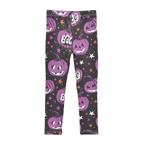 Purple Pumpkin Boo Girls Leggings Soft Stretch Workout Yoga Dance Pants for Kids Casual Tights2