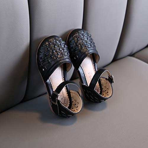 EnJoCho Little Girls' Sandals Infant Kids Baby Summer Beach Weaved Casuanl Princess Shoes for Childen 1 to 12Years (Black-a#qh, 12 Little Kids)3