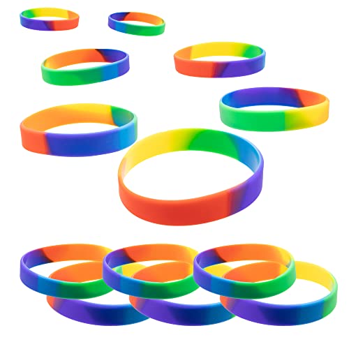 Windy City Novelties – 50 Pack Rainbow Pride Bracelets – LGBTQ+ Silicone Wristbands for Events, Parties & Giveaways