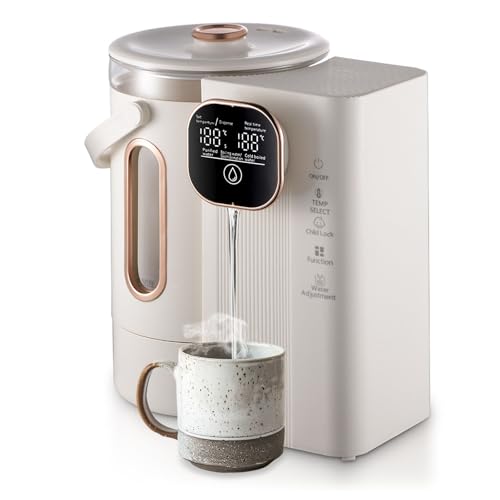 Distributeur Eau Chaude, Bouilloire Température Réglable Distributeur d'Eau 3L 1000W en Acier Inoxydable avec Clé de Verrouillage Plusieurs Niveaux de Température pour Maison Bureau et Camping-Car