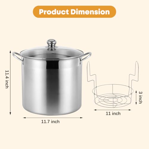21.5QT Stainless Steel Canning Pot with Rack and Lid - Image 3