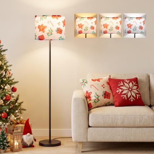 Image of Ambimall 60'' Modern Floor Lamp with Shade, Tall Lamps for Living Room, Bedroom, Office, Dining Room, Christmas Decoration Lampshade(Without Bulb)