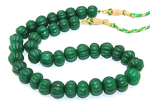 Zoya Gems & Jewellery Emerald Quartz 8 to 11mm Pumpkin Carved Beads Necklace 18 Inch long, Adjustable Necklace For Girls & Women (B09236NV1M) Amazon Price History, Amazon Price Tracker